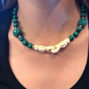 Jade Necklace with Dragon Head Clasp